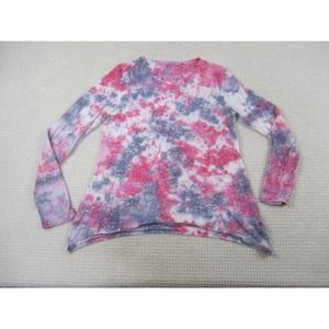 BCG Shirt Womens Large Pink Gray Tie Dye Long Sleeve Scoop Neck Activewear